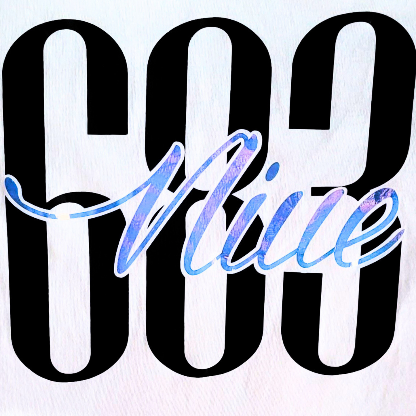Niue 683 t-shirt. Style white - with black vinyl numbers 683. with holographic word Niue striking through it. perfect for everyday wear.
