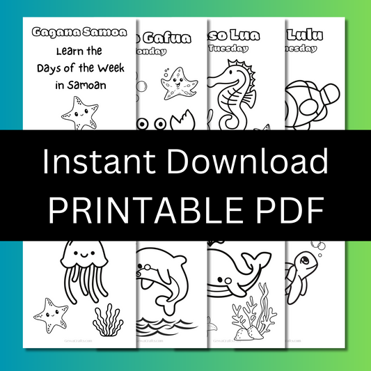 Free Samoan Days of the Week Colouring Pages - Instant PDF Download
