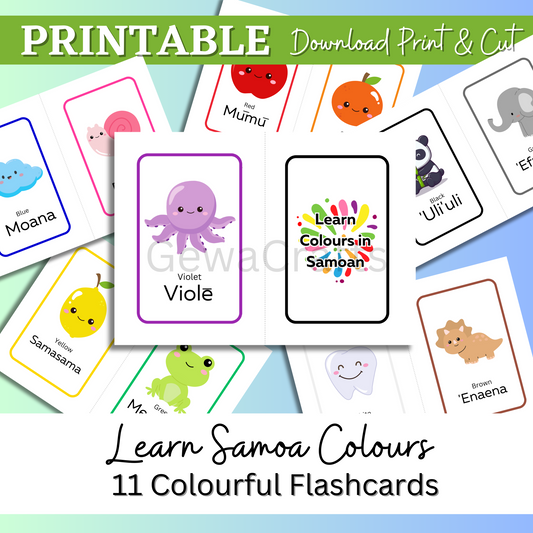 Learn Samoan Colours: Digital Flashcards for Kids & Adults - 10 Vibrant Colours!