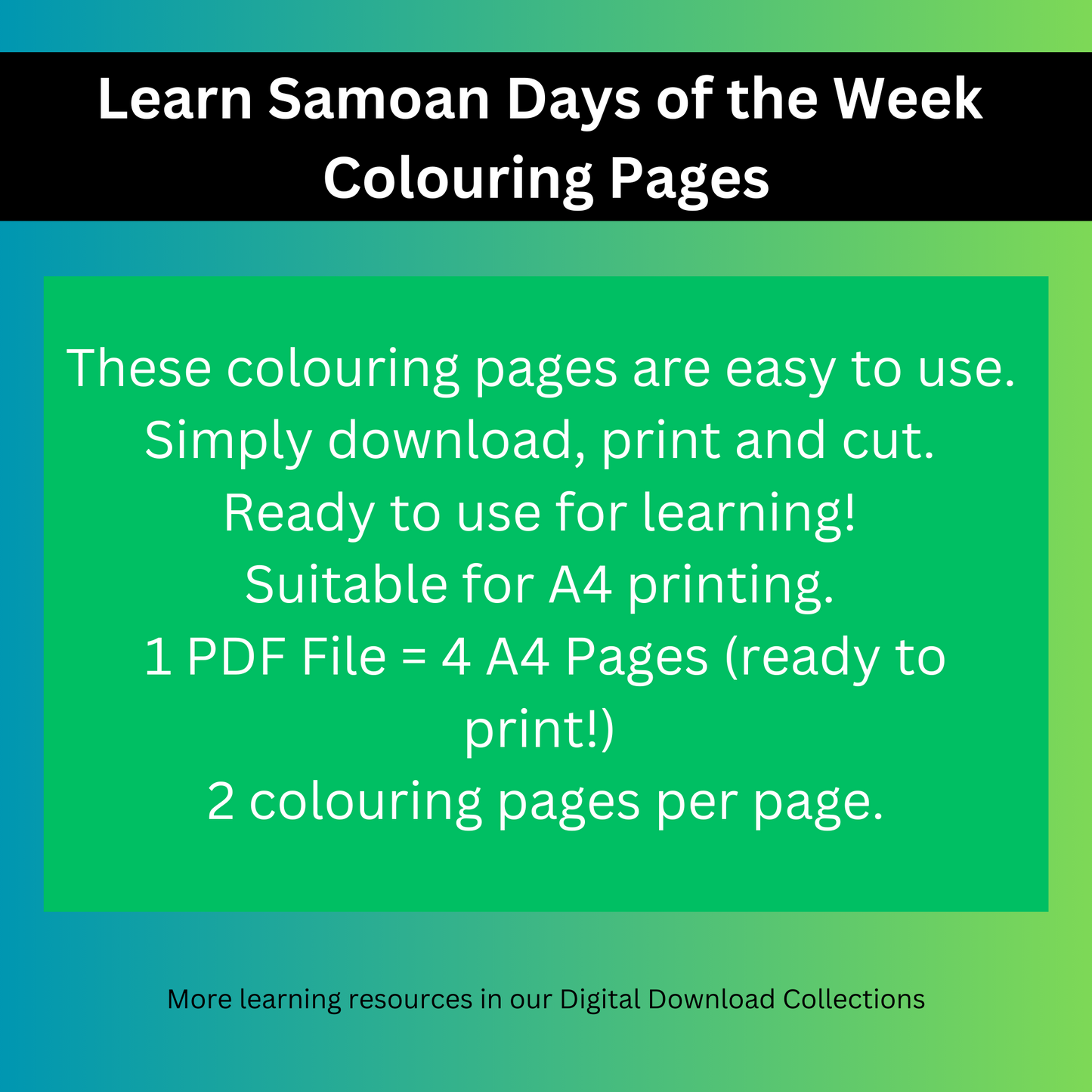 Free Samoan Days of the Week Colouring Pages - Instant PDF Download