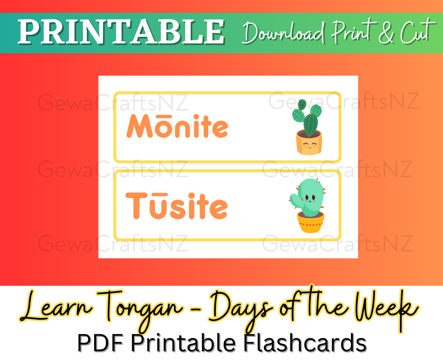 Learn Tongan Days of the Week Flashcards