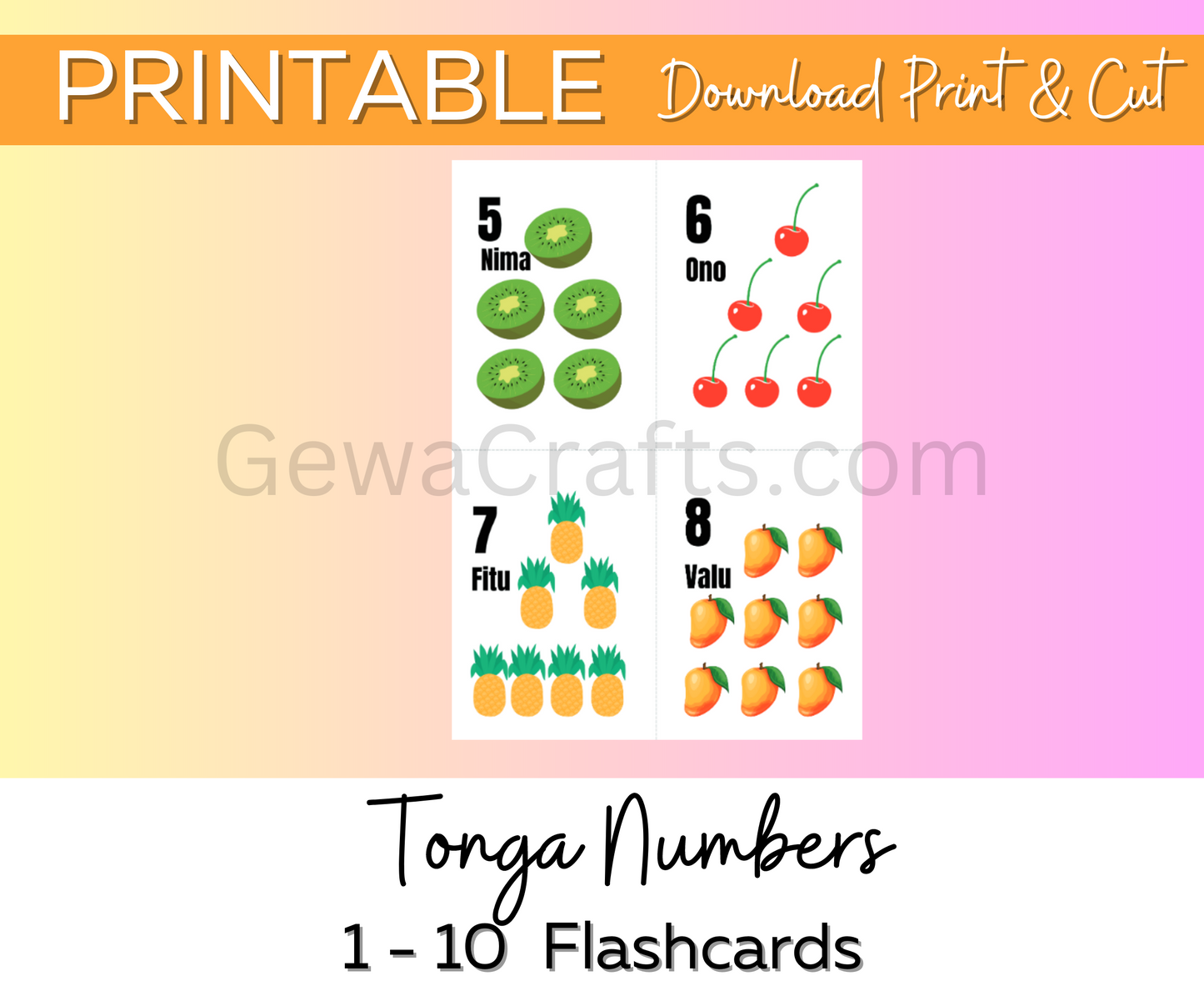 Learn Tongan Numbers 1 to 10 Flashcards
