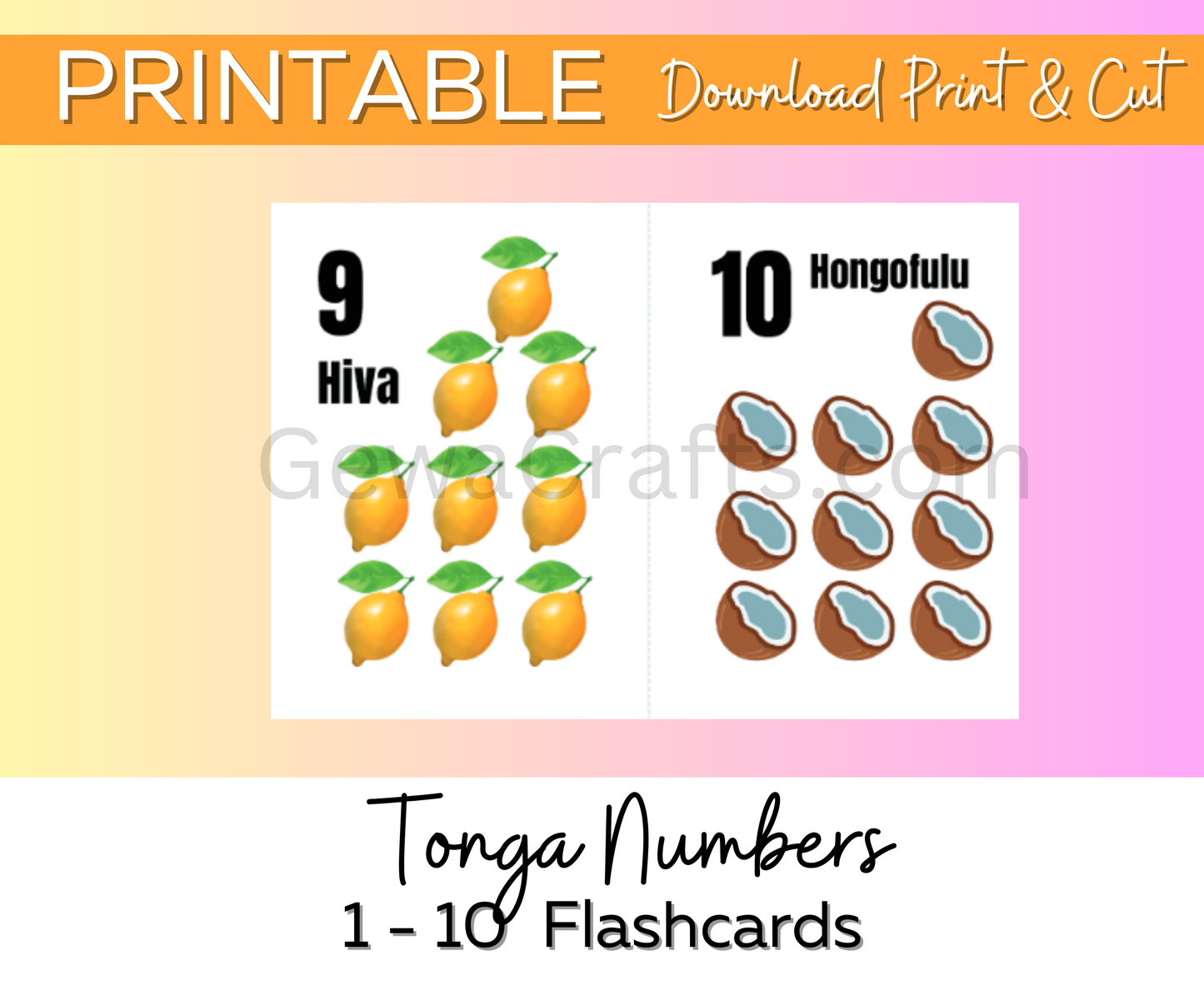 Learn Tongan Numbers 1 to 10 Flashcards