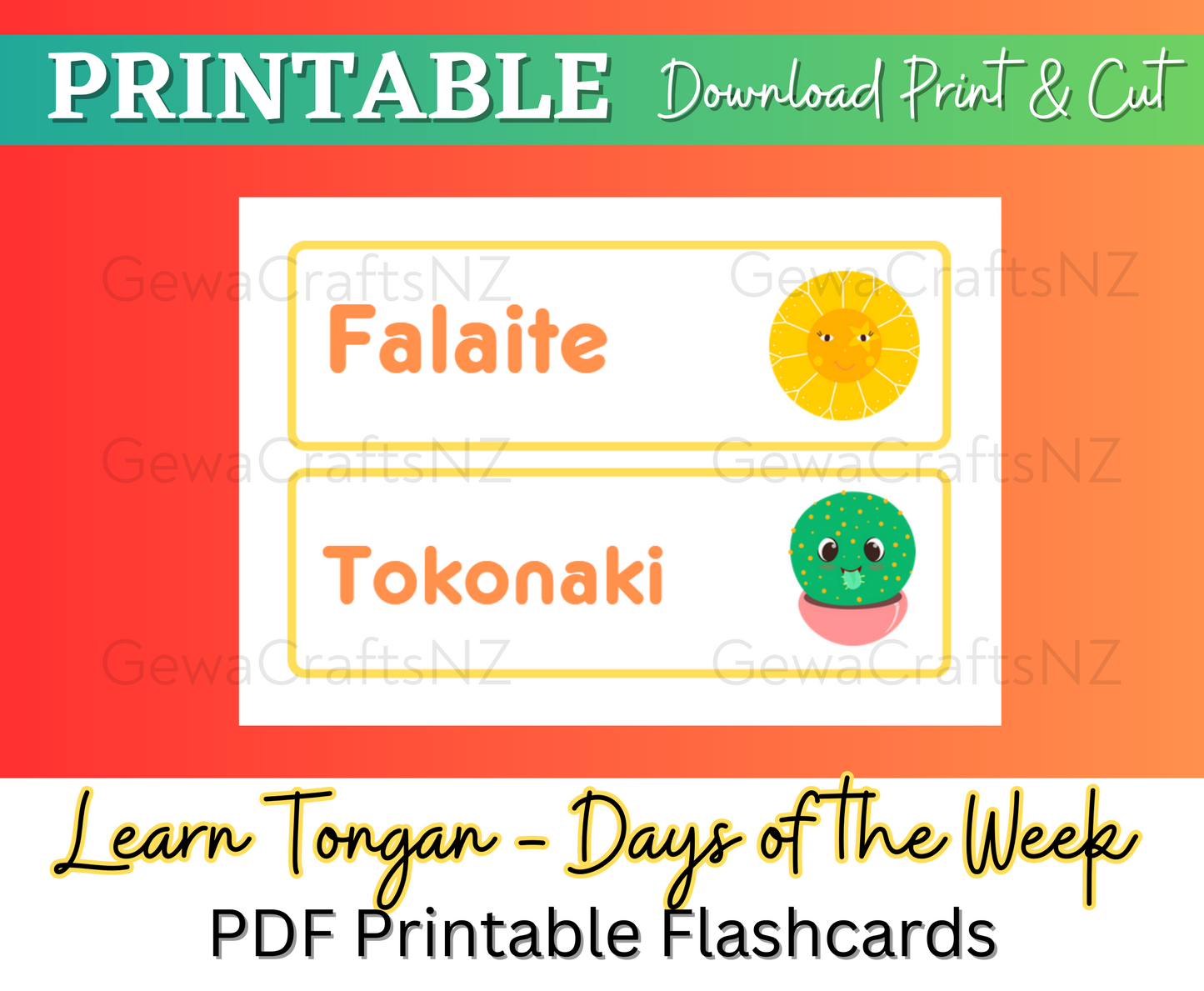 Learn Tongan Days of the Week Flashcards