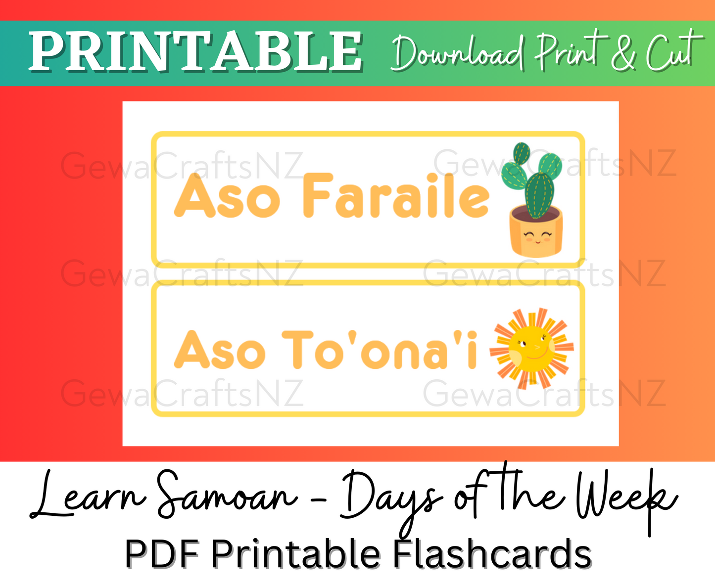 Learn Samoan Days of the Week Flashcards