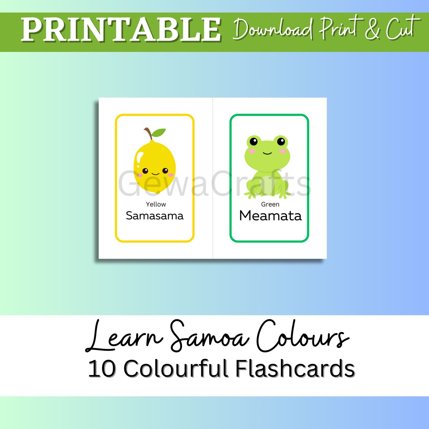 Free Learn Samoan Colours Flashcards - Instant PDF Download to PC or Laptop