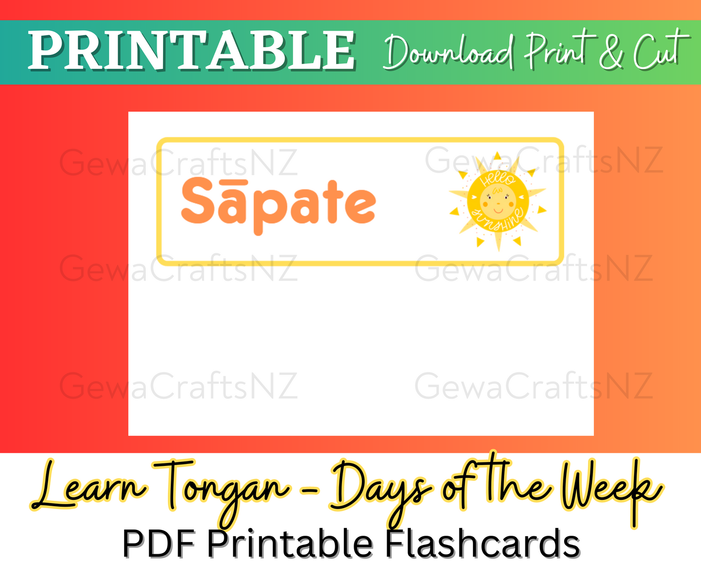 Learn Tongan Days of the Week Flashcards